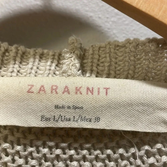 ZARA Knit woman’s open knit cardigan in oatmeal - Picture 5 of 9